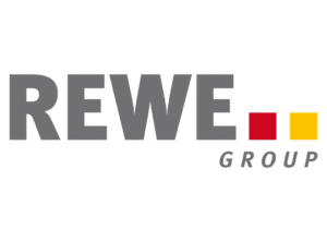 REWE Group Logo mit roten und gelben Quadraten