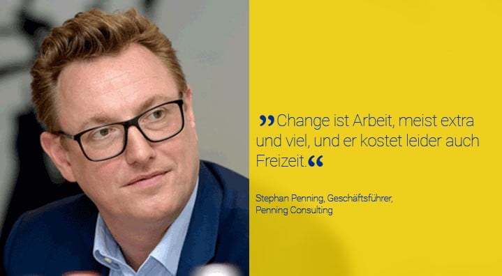 Porträt eines Mannes mit Zitat über Veränderung