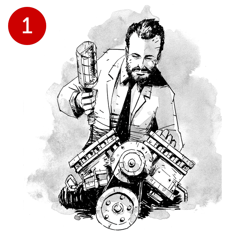 Rotes Quadrat mit weißer Zahl 1