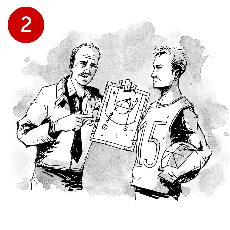 Rotes Quadrat mit weißer Zahl 2 auf schwarzem Hintergrund
