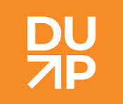 Weißes DUZIP-Logo auf orangem Hintergrund